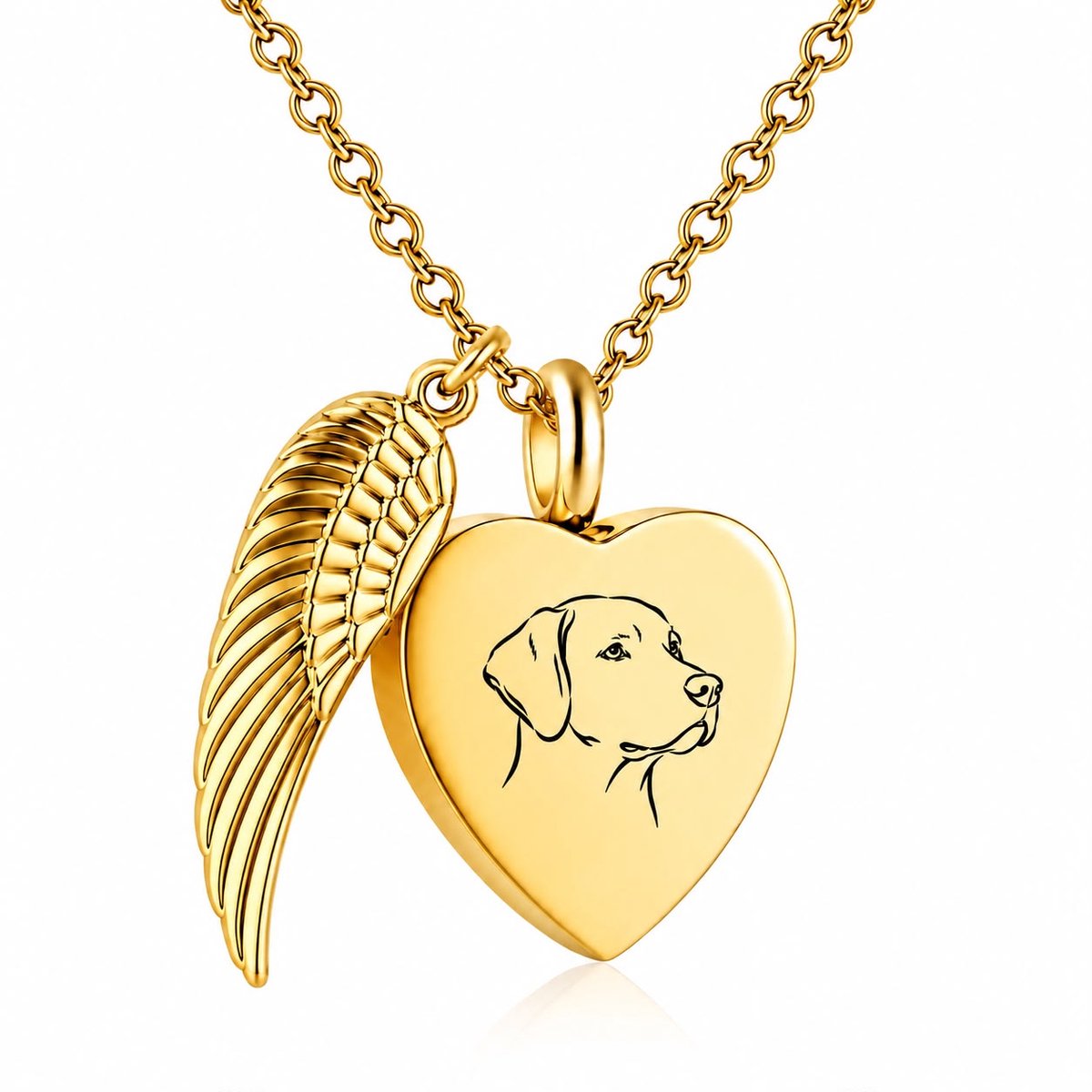 Ashanger Portret Huisdier | Luxe Ashanger met Hond gegraveerd | Gegraveerde huisdier Ashanger | Asketting Portret | Ashanger goud Hart met Portret Hond