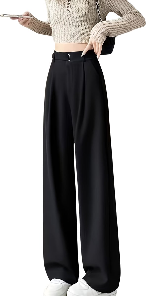 Currero Pantalon Dames Chino Golfbroek Nette Broek Met Elastische Tailleband Volwassenen L Zwart