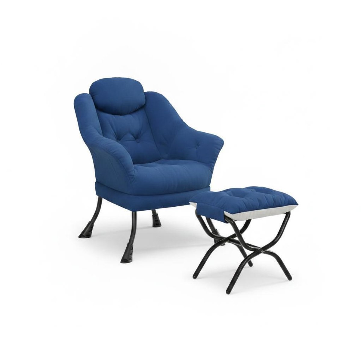 Triumpunpre Opvouwbare Vloerzitbank met IJzeren Frame - Luie Bank met Zachte Corduroy Bekleding - Grondstoel voor Woonkamer, Slaapkamer, Lezen & Gamen - 75x68x20 cm - Koningsblauw