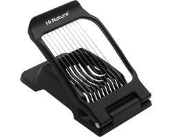 HI NATURE™ Eiersnijders - Multifunctionele Eiersnijder vaatwasserbestendig RVS Draad en Anti-Slip | Champignonsnijder - Mozzarella en Aardbeiensnijder - Egg slicer (Zwart)
