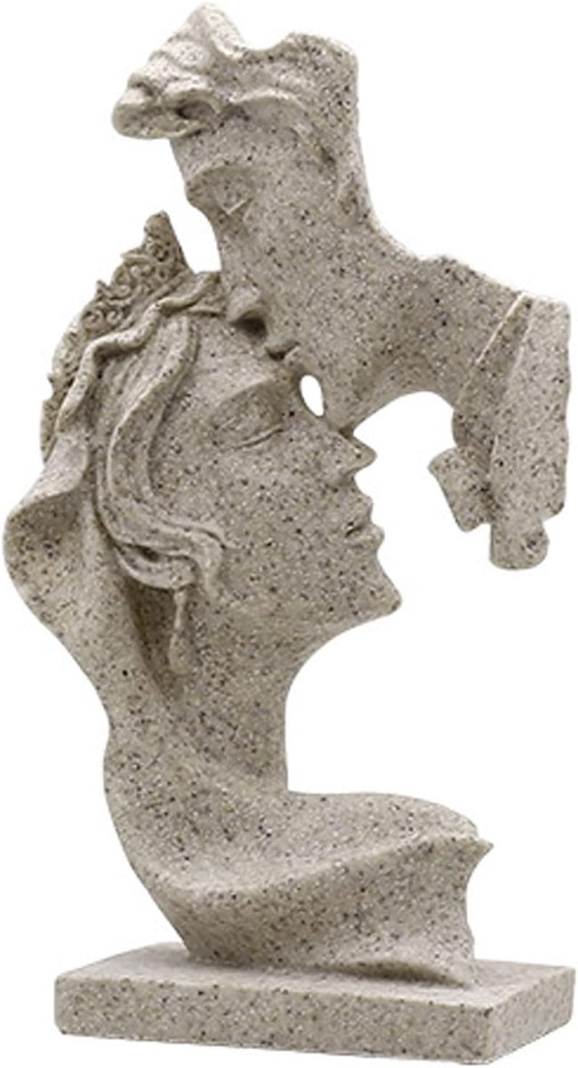 SnelShoppen - Love Kiss Statue Abstract Sculptuur Decoratieve Figuren Poly Resin Beeld voor Woonkamer Modern Cadeau Idee Sandsteen