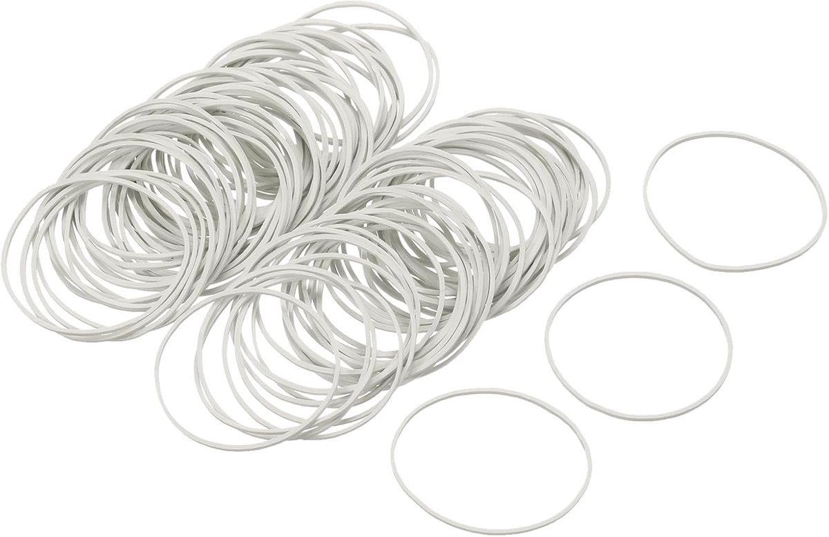 SnelShoppen - 100 Witte Rekbanden 32mm x 1mm - Natuurrubber Elastiek voor Kantoor, Thuis en Creatief Gebruik - Perfect voor Documenten, Pakketten en H