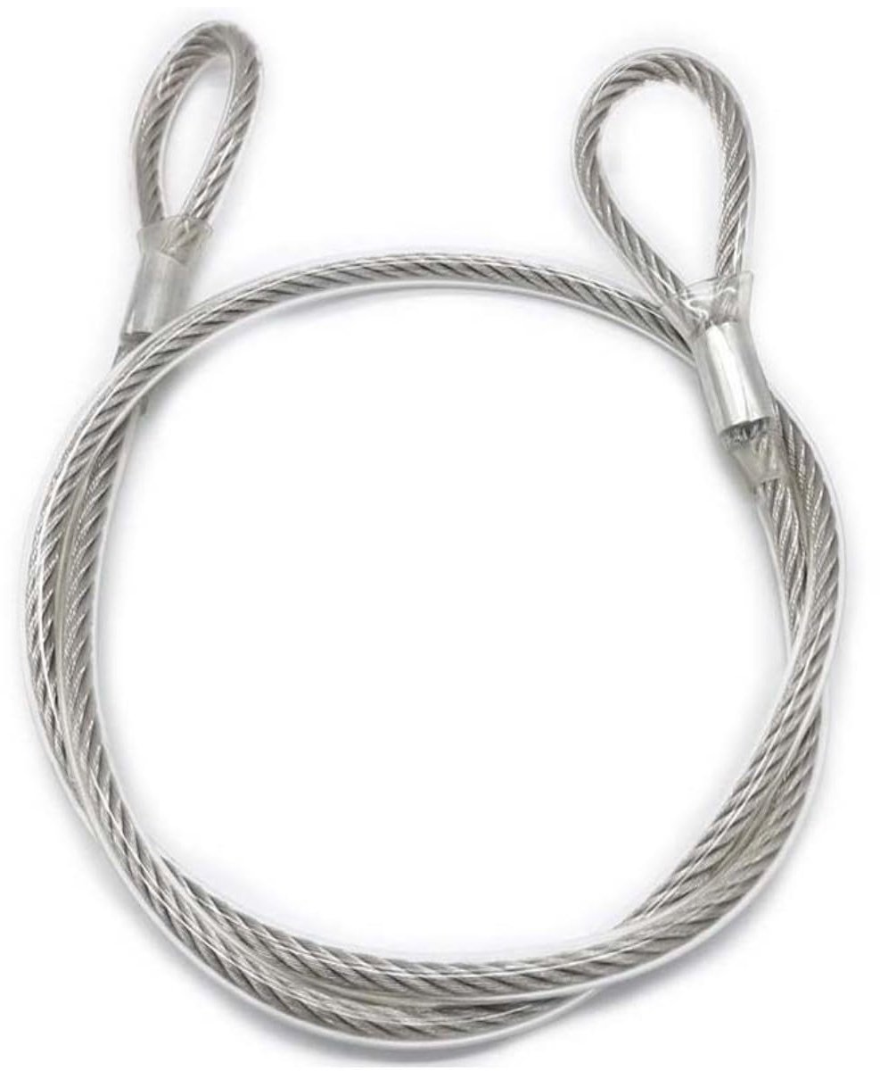 SnelShoppen - Stalen Kabel met Ogen, Veiligheidskabel van Staal voor Tuinmeubelen, Fietsen, 3mm x 5m, Roestvrij, Duurzaam en Sterk