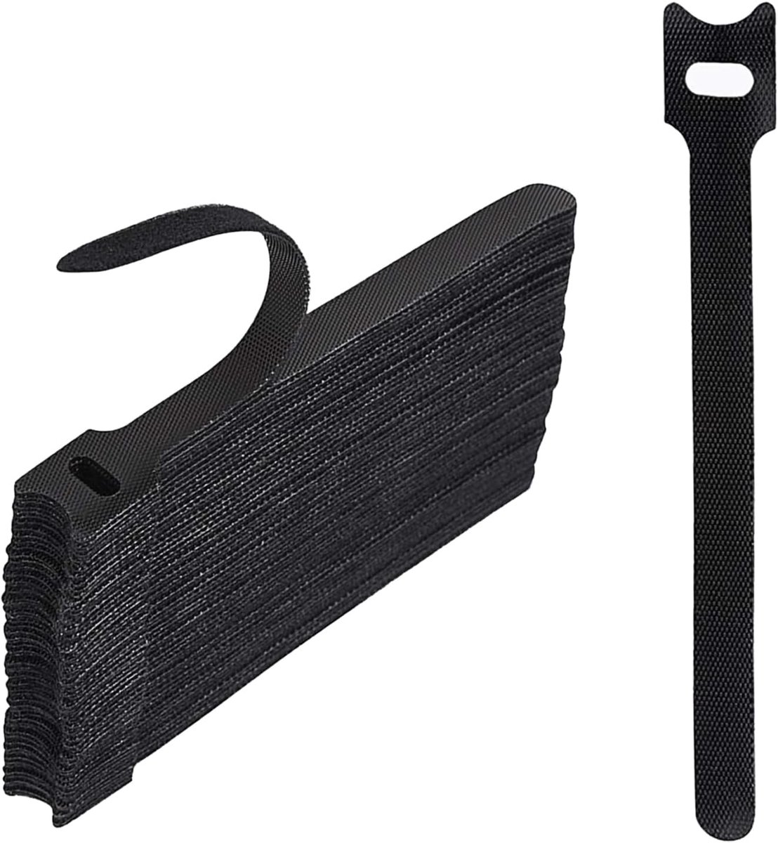 SnelShoppen - 50 Stuks Herbruikbare Nylon Kabelbinders, Verstelbare Knoopjes voor Kabelorganisatie Thuis en Kantoor, Zwart, Duurzaam en Flexibel