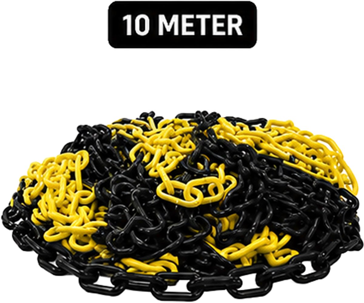 Mexxo afzetketting 10 meter - Geel / zwart - Kunststof - Binnen & buiten - Schakels 6 mm