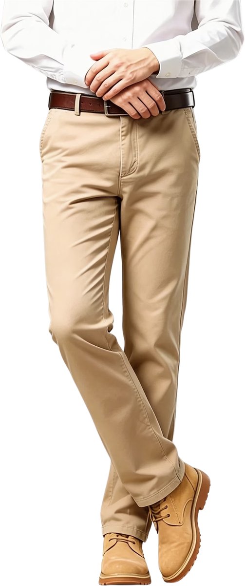 Currero Pantalon Heren Chino Regular Fit Golfbroek Nette Broek Met Elastische Tailleband Volwassenen M Creme