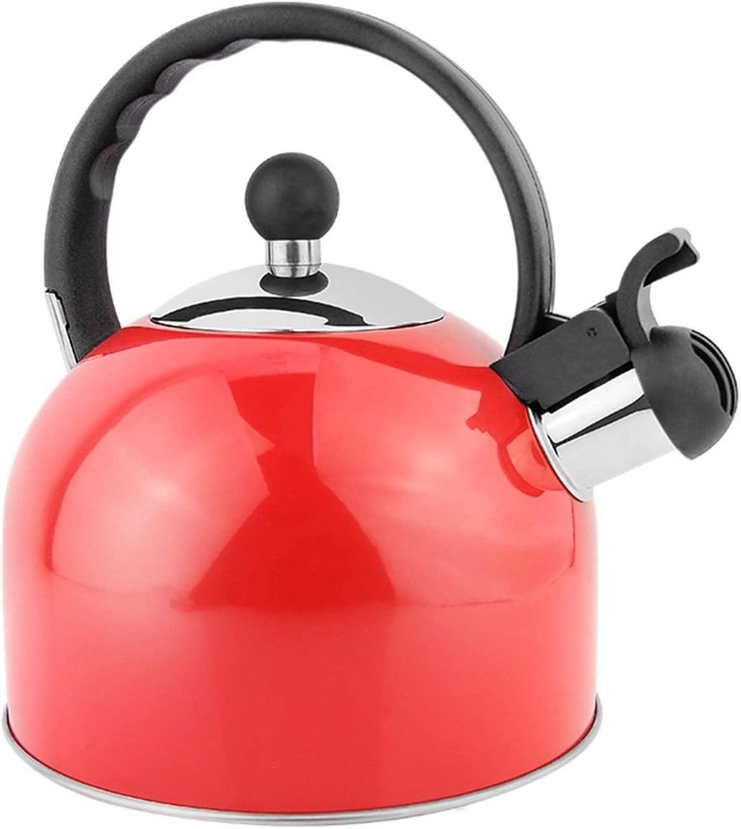 Waterkoker RVS - Fluitketel Keuken - Koffie en Thee - Voor Alle Vuren - 2.5 Liter - Rood