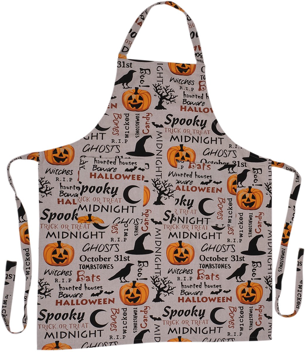 Halloween Schort zwart oranje 70x85cm