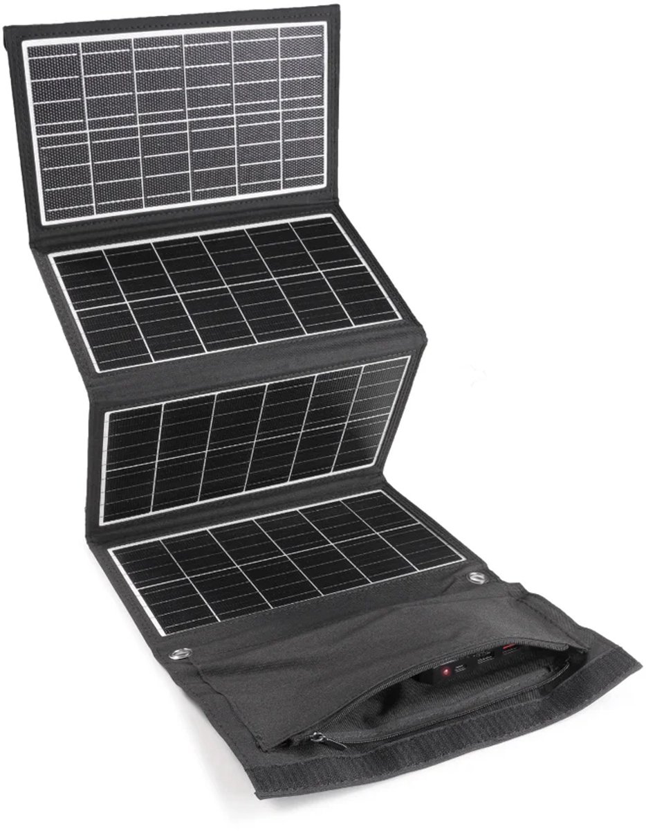 Opvouwbaar Zonnepaneel 30W – Draagbare Solar Charger met USB-C & USB-A – Voor Powerbank, Telefoon, Camping, Outdoor & Stroomuitval
