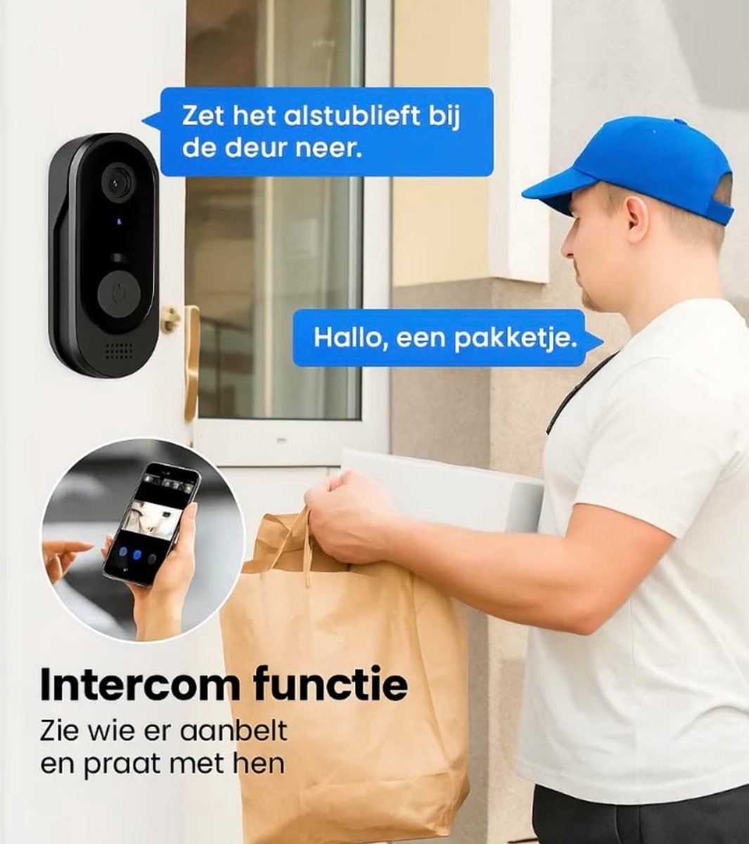 Video Deurbel - Draadloos - 1080p HD Camera - Twee-richting Audio - Voor Slimme Huizen