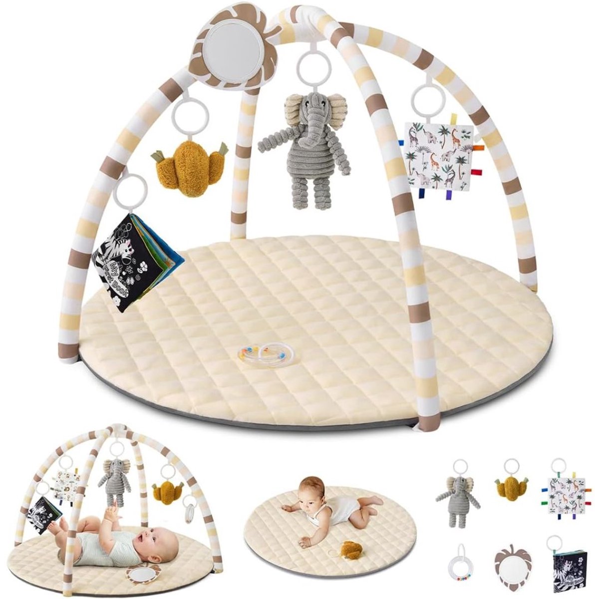 JCP® Slaapmat - Babyspeelmat - Speelboog - Beige - 42cm x 32cm x 12cm