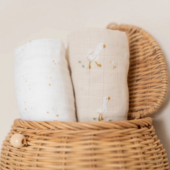 Little Dutch Little Goose Swaddle Doeken - 2 Stuks - 70 x 70 cm - Hydrofiel van Little Dutch — afbeelding 3