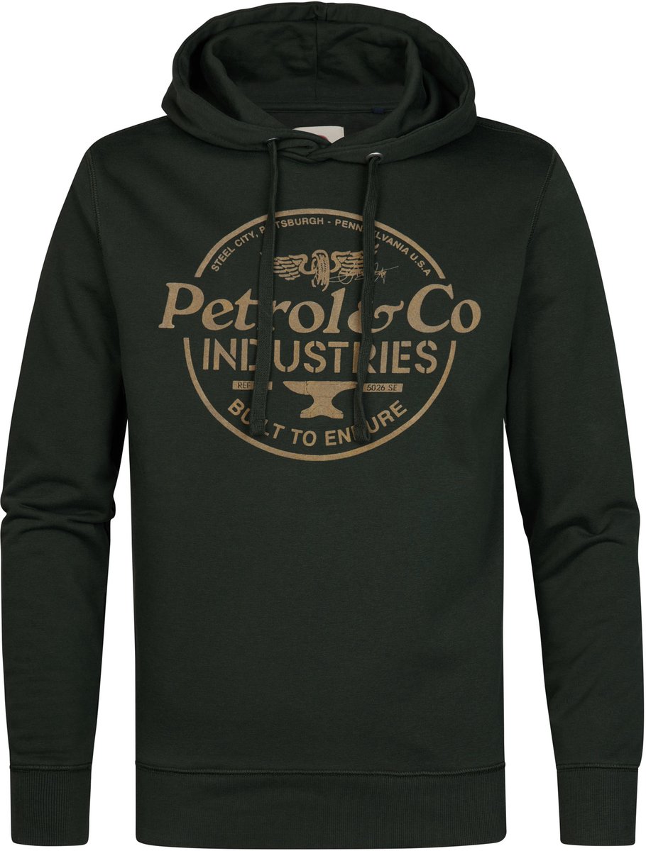 Petrol Industries - Heren Gemêleerde hoodie met print Selwyn - Groen - Maat XXL