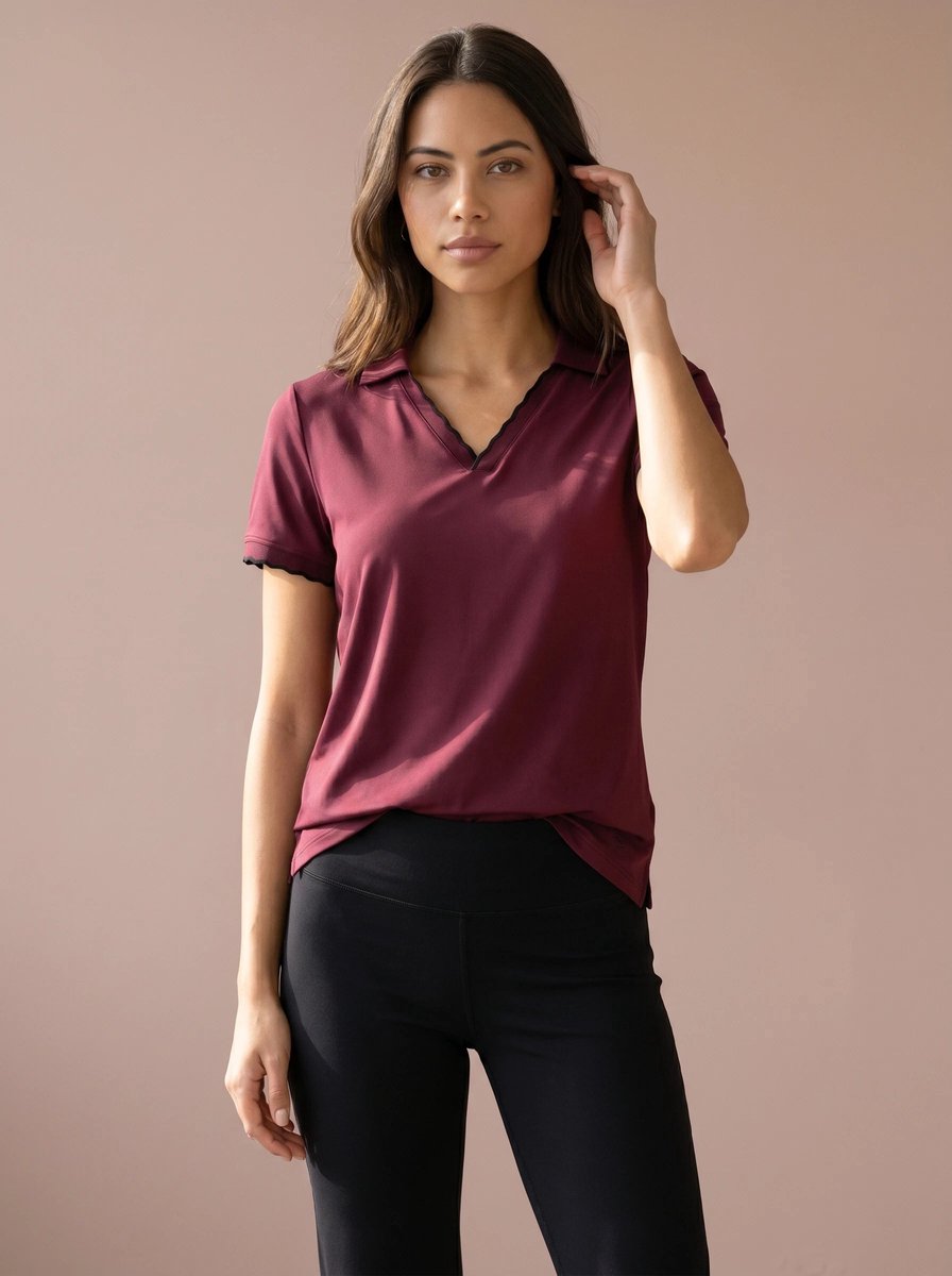 Sjeng Sports WAVE - Maat: M Bordeaux - Tennis Polo's Vrouwen - Poloshirt - 87% polyester, 13% elastaan, single jersey
