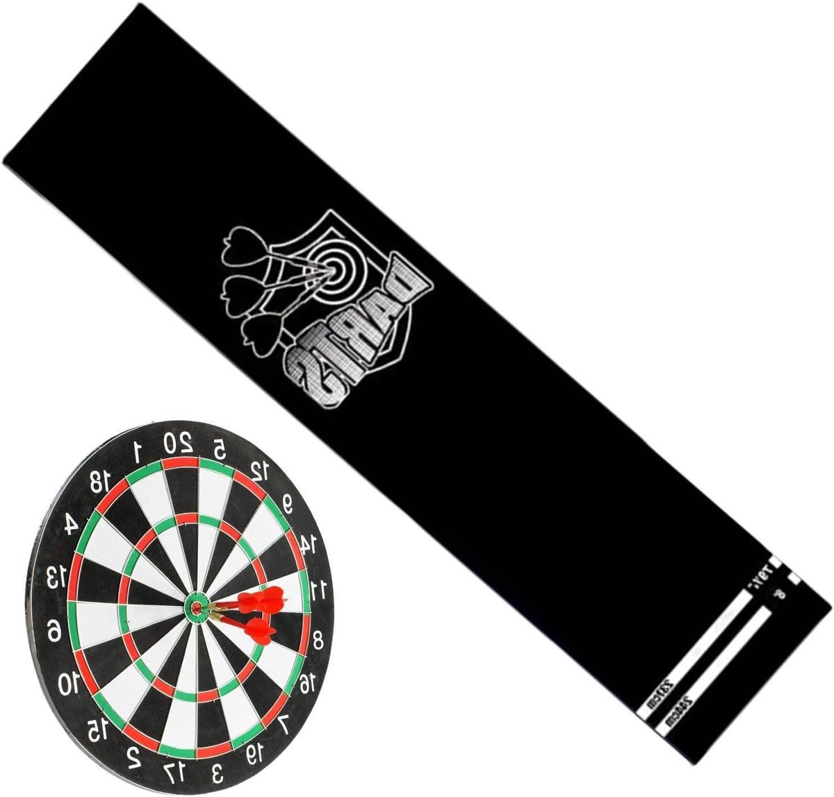 Dartbordmat Vloer - Beschermend Tapijt - Spel Bescherming - Antislip Onderkant - 300 x 34 cm - Zwart