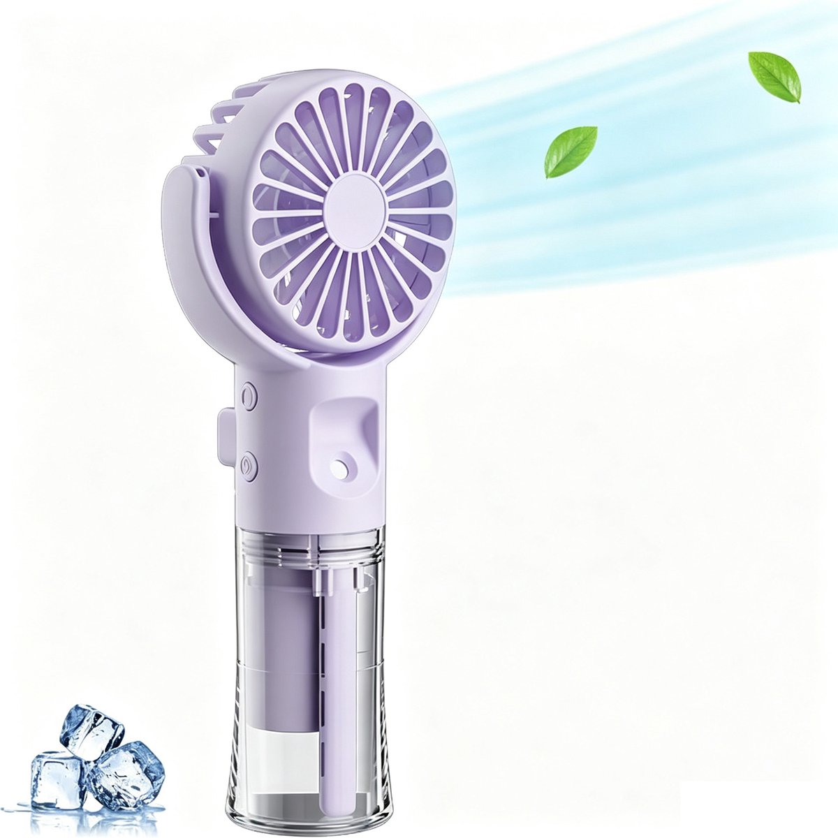 Handventilator met verneveling - Ventilator Met Waternevel - Draagbare Mini Ventilator - Oplaadbaar - Mini Fan Oplaadbaar - Draadloze Tafelventilator - 4 Standen - Oplaadbare Mistventilator - paars