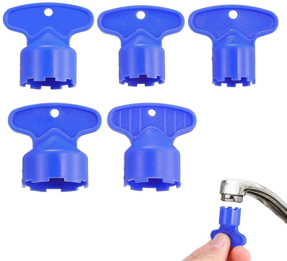 Kraan Beluchter Sleutels - Kraan Reparatie Tool - Kraan Onderhoud - 5 Verschillende Maten - M16.5-24mm - Blauw