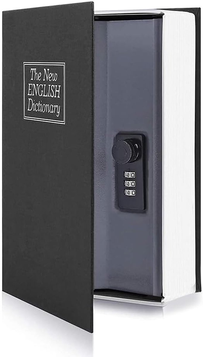 SnelShoppen - Boek Kluis met Combinatieslot, Versteekte Geldbox, Draagbare Boek Kluis voor Thuis en Kantoor, Perfect voor Sleutels, Cash en Sieraden (