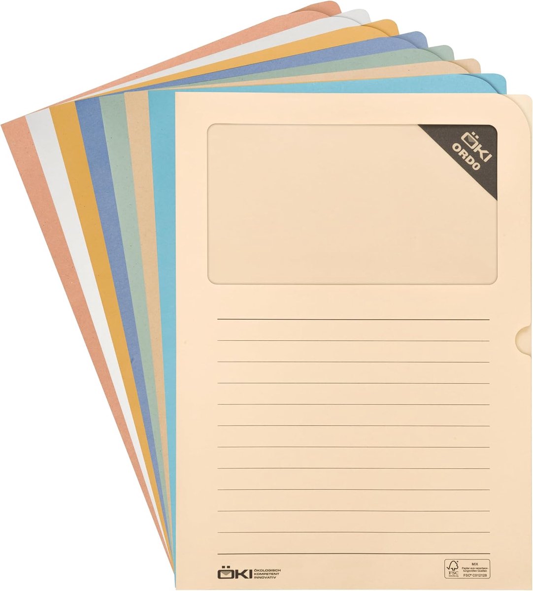 SnelShoppen - Set van 8 A4 Window Folders in Pastel Kleuren - Mappen met Kijkvenster - Duurzaam Papier - Organisatie Mappen voor Thuis en Kantoor
