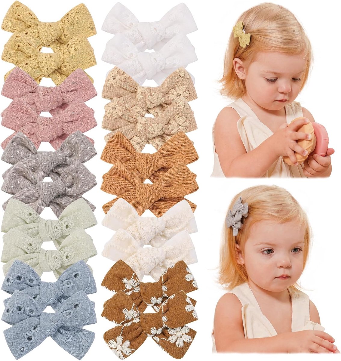 SnelShoppen - 20 Mini Haarspelden en Strikjes voor Meisjes, Baby's, Peuters en Kinderen - 5cm Lichte Haarclips in 10 Kleuren - Perfect voor Feestjes e