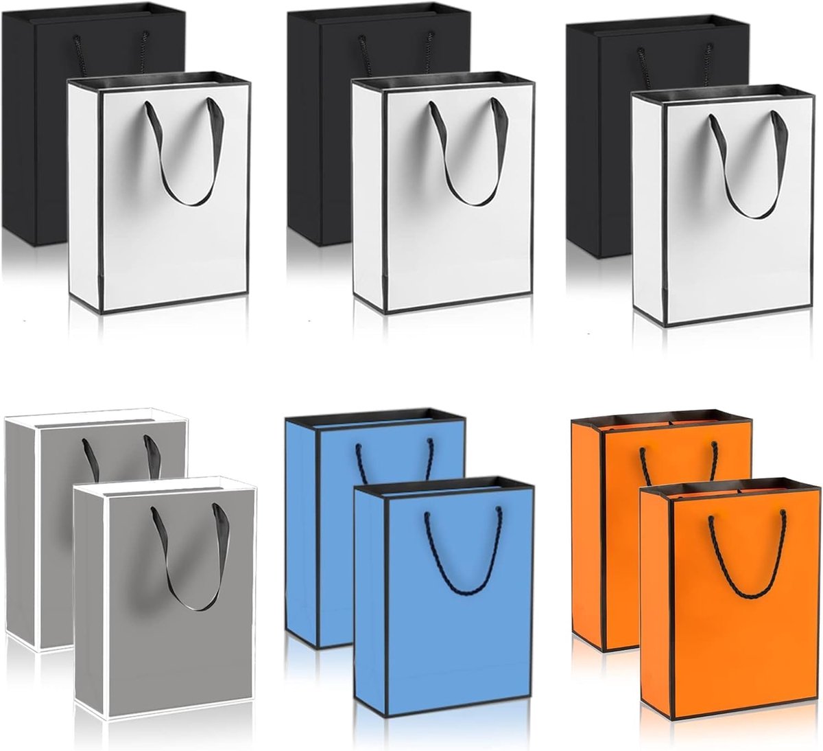 SnelShoppen - Geschenkzakjes met Handvat, 12 Stuks, 20 x 10 x 28 cm, Kraftpapier, Meerkleurig, Voor Verjaardag, Bruiloft, Feest, Cadeauzakjes