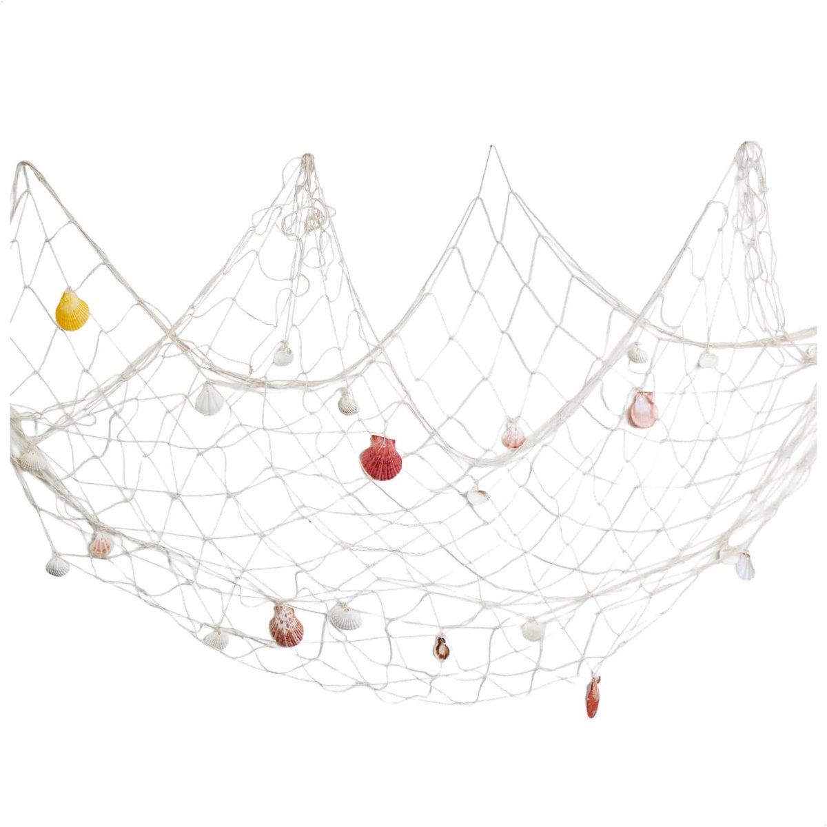 SnelShoppen - Decoratieve Vissersnet met Schelpen 150x150 cm - Maritieme Wanddecoratie voor Foto's - Zee Thema Decoratie voor Feesten en Interieur