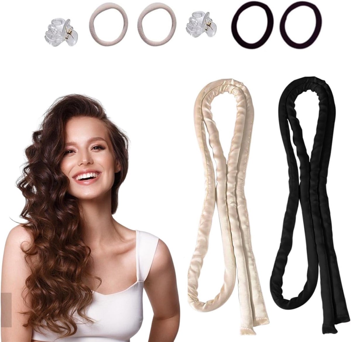 SnelShoppen - 2 Stuks Heat Free Krulband - Geen Hitte Krullen Voor Slapen - Dunne Krulband Voor Lang En Kort Haar - Gezonde En Zijdezachte Krullen