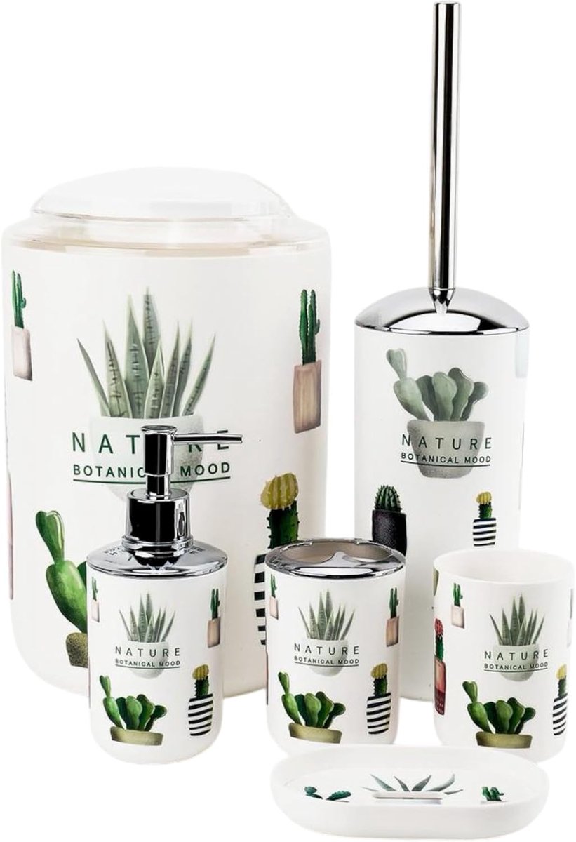 SnelShoppen - 6-delige badkameraccessoireset, soapdispenser, toiletborstel, tandborstelhouder, zeepbakje, prullenbak, grappig en stijlvol, perfect voo