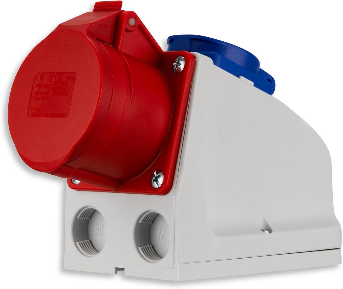 SnelShoppen - CEE Wandcontactdoos 16A 400V 5-Pin IP44 Waterdicht Multi-Kleur voor Boot, Caravan, Motorhome, Tuin en Industrie