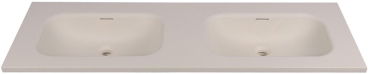 Saniclass Torino Meubelwastafel - 140.5x46x17.5cm - solid surface - 2 wasbakken - zonder kraangaten - off-white