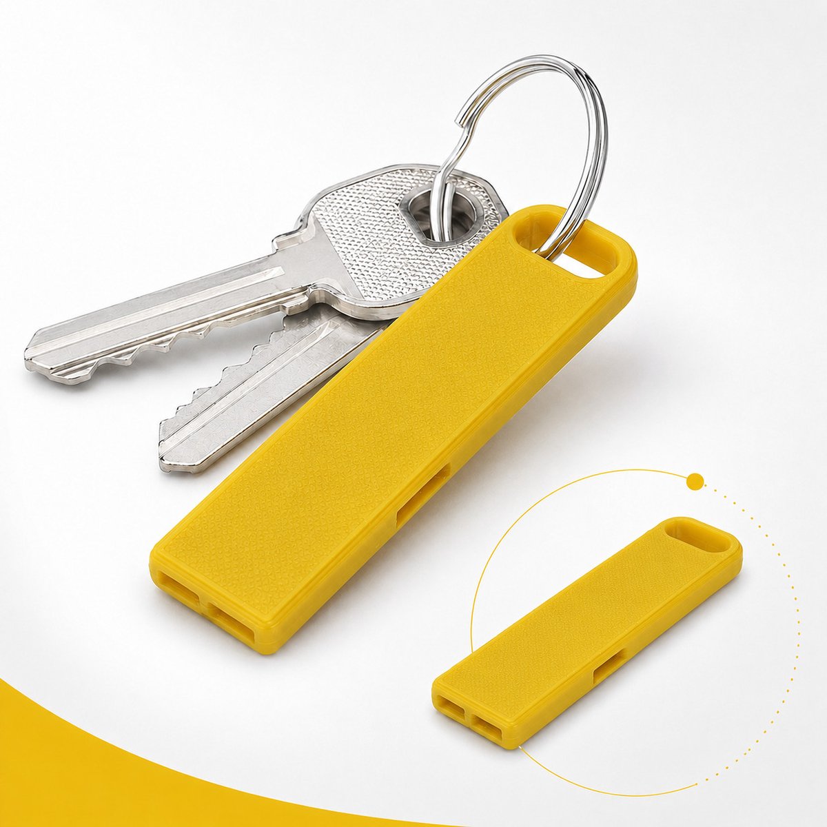 Plat fluitje voor sleutelhanger - Ultralicht 1,8 g - Geel