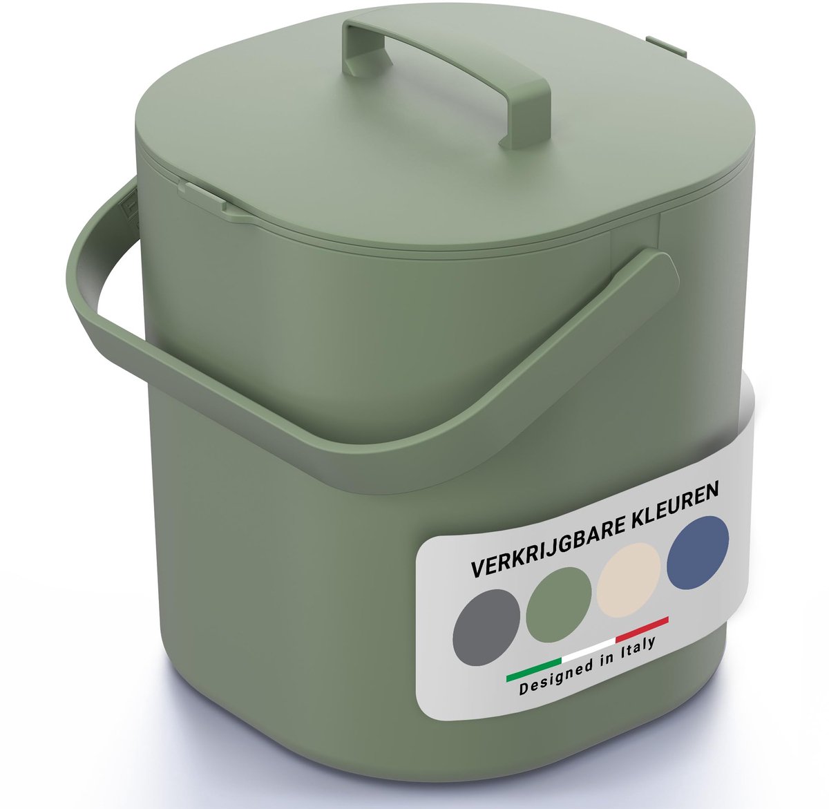 SnelShoppen - GFT Afvalemmer Keuken 6L - Biobak met ophangbaar deksel, binnenzeef, vaatwasbestendig, geurvrij - Compostemmer met modern design - Verkr