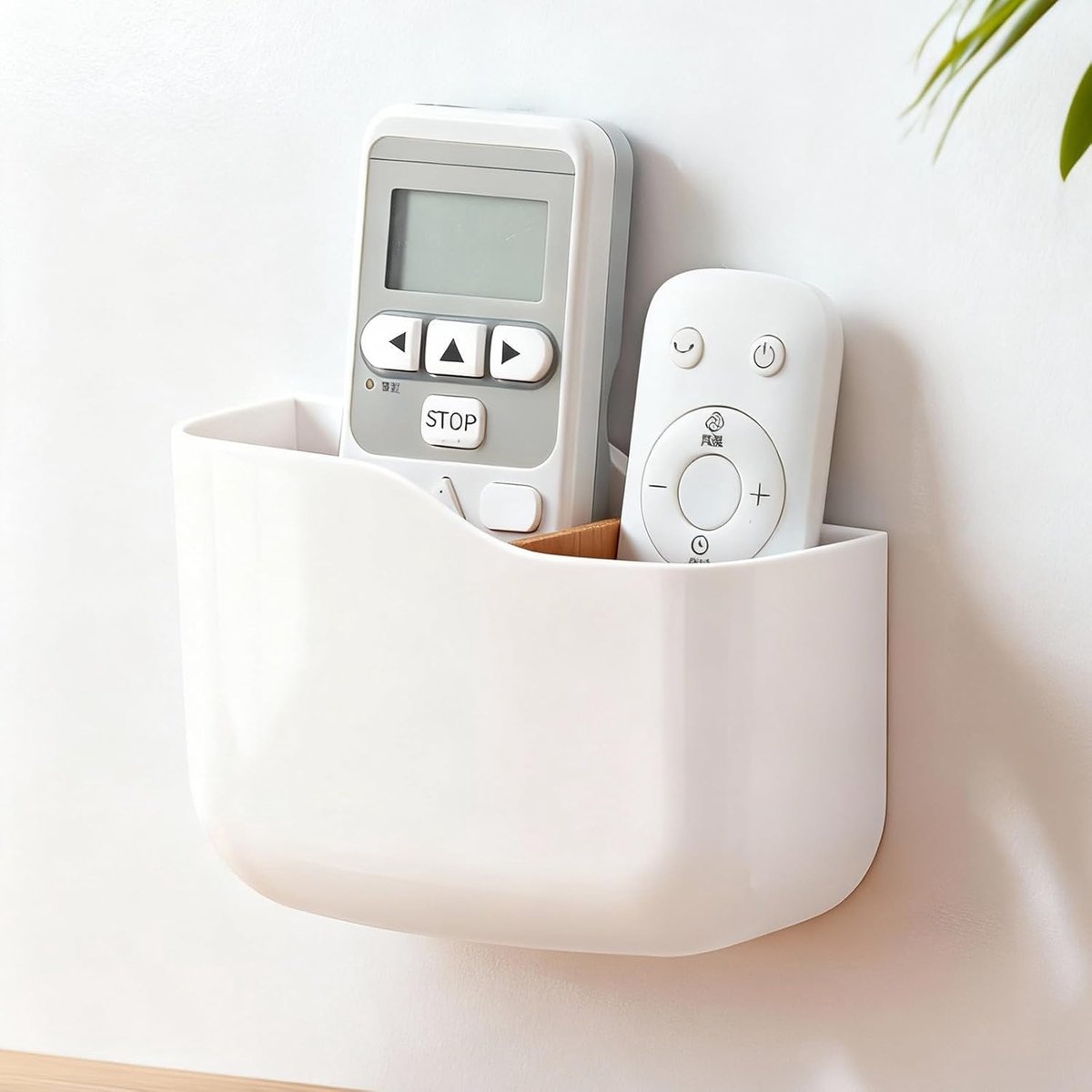 SnelShoppen - Remote Control Holder Wand Large, Zelfklevende Organizer met 2 Verstelbare Pocket, Multifunctionele Wandopberger voor TV Afstandsbedieni