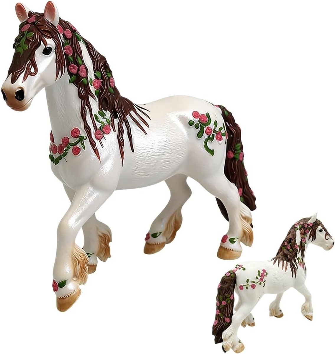 Unicorn Paardenbeeld met Bloemen, Mythische Elf en Pegasus Model voor Magische Cadeaus voor Meisjes, Jongens en Verzamelaars