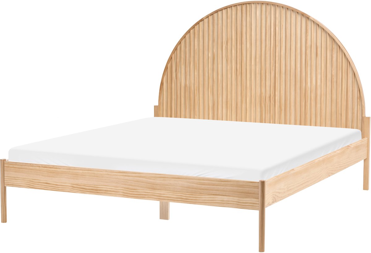 MASCORTEL - Tweepersoonsbed - Lichtbruin - 160 x 200 cm - Dennenhout