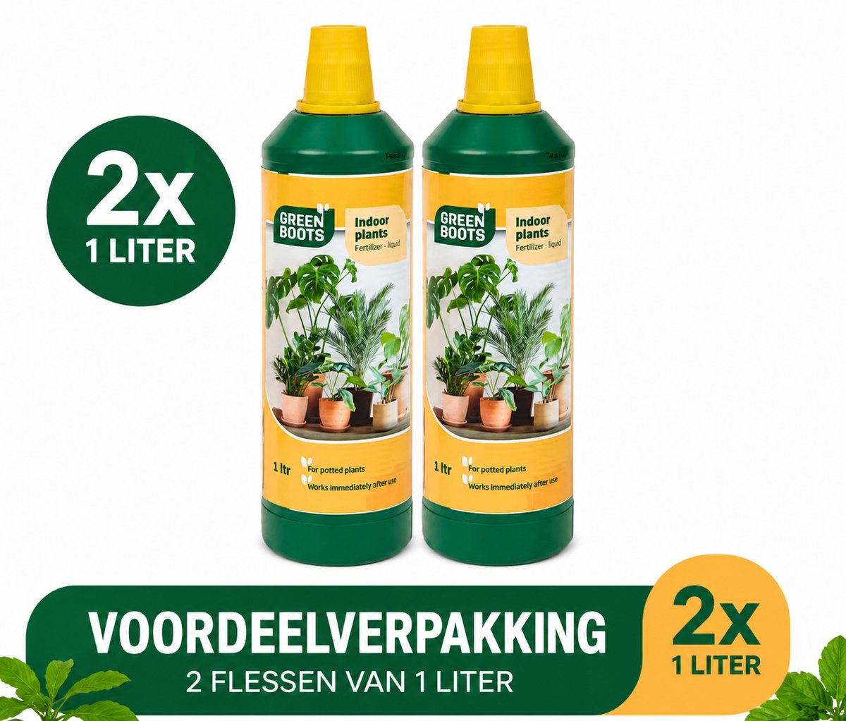 2 Liter Green Boots Plantenvoeding Voor Binnenplanten - Plantenvoeding - 20ml per 1L water - Kamerplantenvoeding