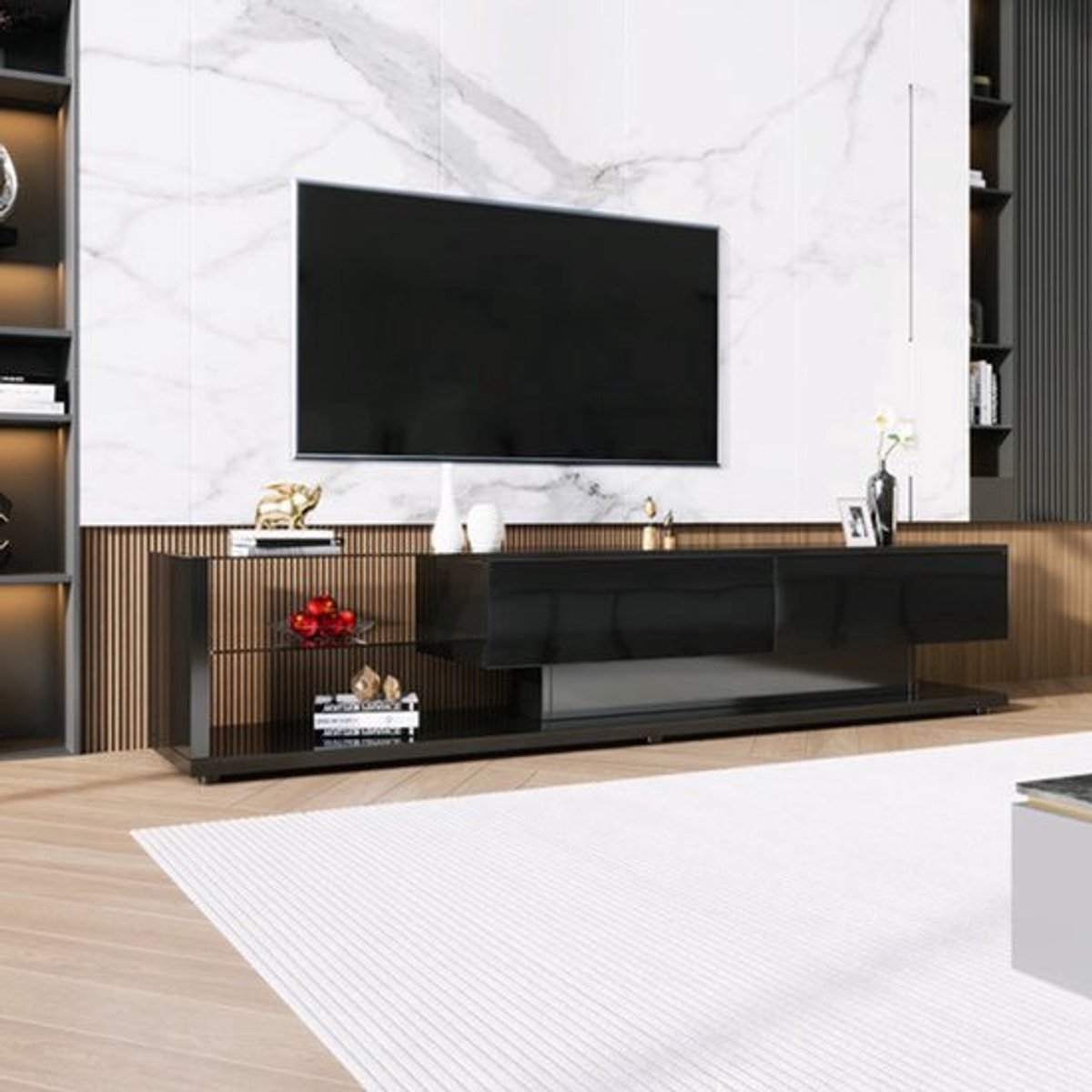 Lage TV-kast – Lowboard – Tv-meubel – Media Console – Entertainmentkast – Uitschuifbaar 12