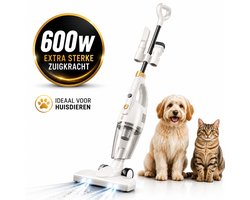 AG3500 Steelstofzuiger - 3-in-1 Snoerstofzuiger - 600W - Sterke Zuigkracht - Zonder Zak - HEPA Filter - LED Verlichting - Handstofzuiger - Lichtgewicht - White