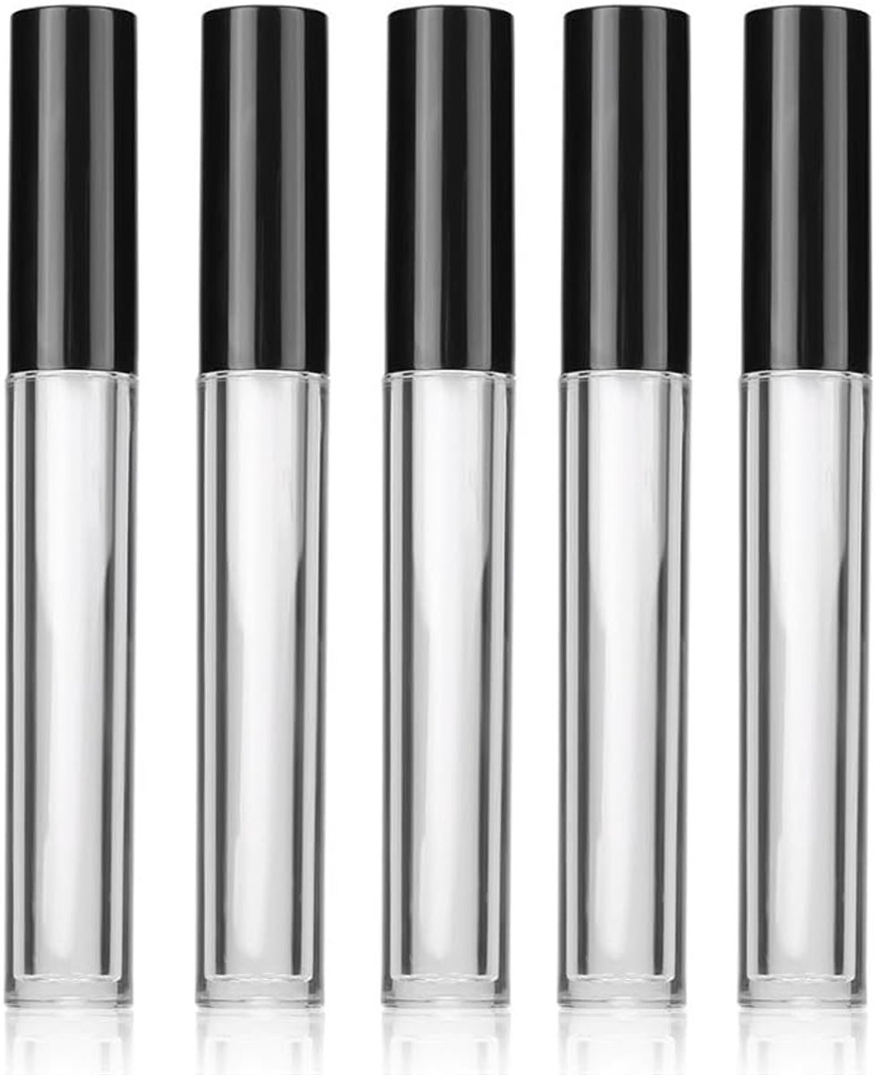 SnelShoppen - 6 x 5ml Herbruikbare Lege Glazen Roll-on Flessen, Transparante Fles met Zwarte Dop, Ideaal voor Eyeliner, Essentiële Olie, Reizen, DIY