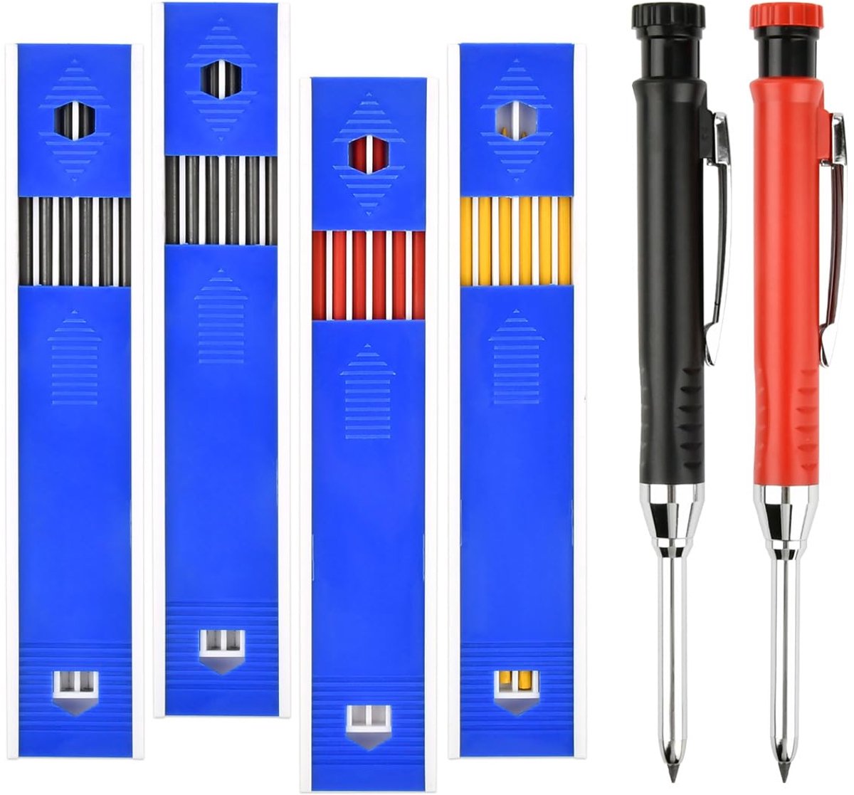 Dailygoods - Timmermanspotlood met Puntenslijper Set 26 Stuks - Mechanische Houtbewerking Potloden