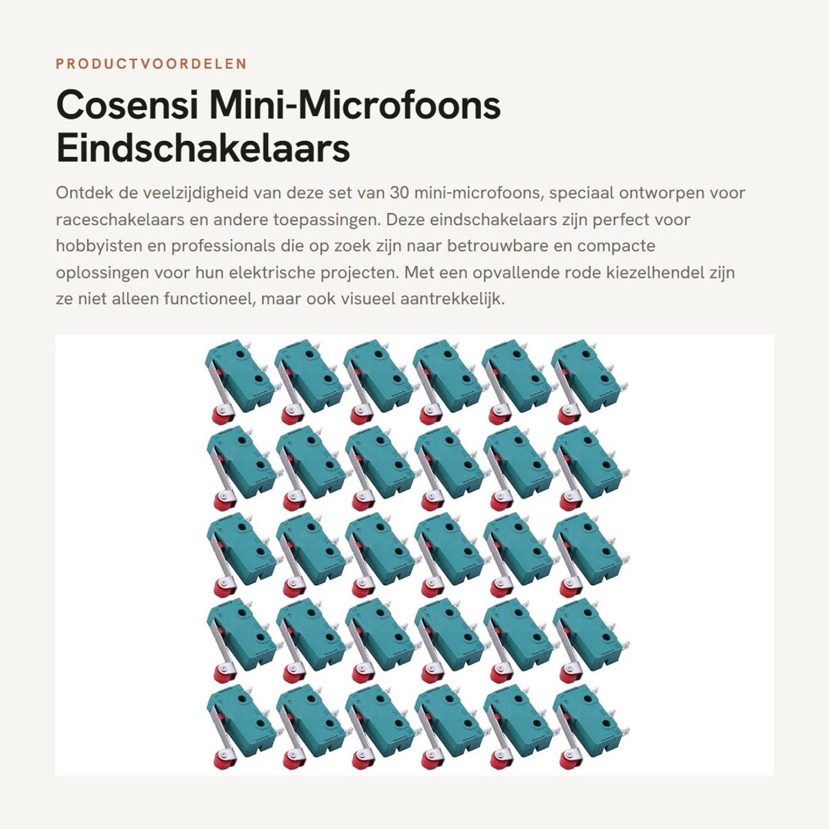 Dailygoods- Microschakelaar Set van 30 - Mini/Microfoons - AC 250 V - 5 A - SPDT 1NO/1NC - Momentane Actieschakelaars - Schakelaar