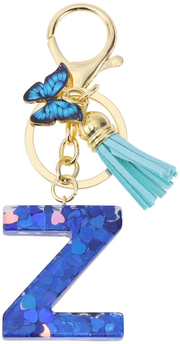 Dailygoods- Sleutelhanger met letter Z - Duurzaam Harsmateriaal - Kwastje - Decoratief Accessoire - 9,3 cm - Robuust en Schokbestendig - Sleutelhanger Met Initialen