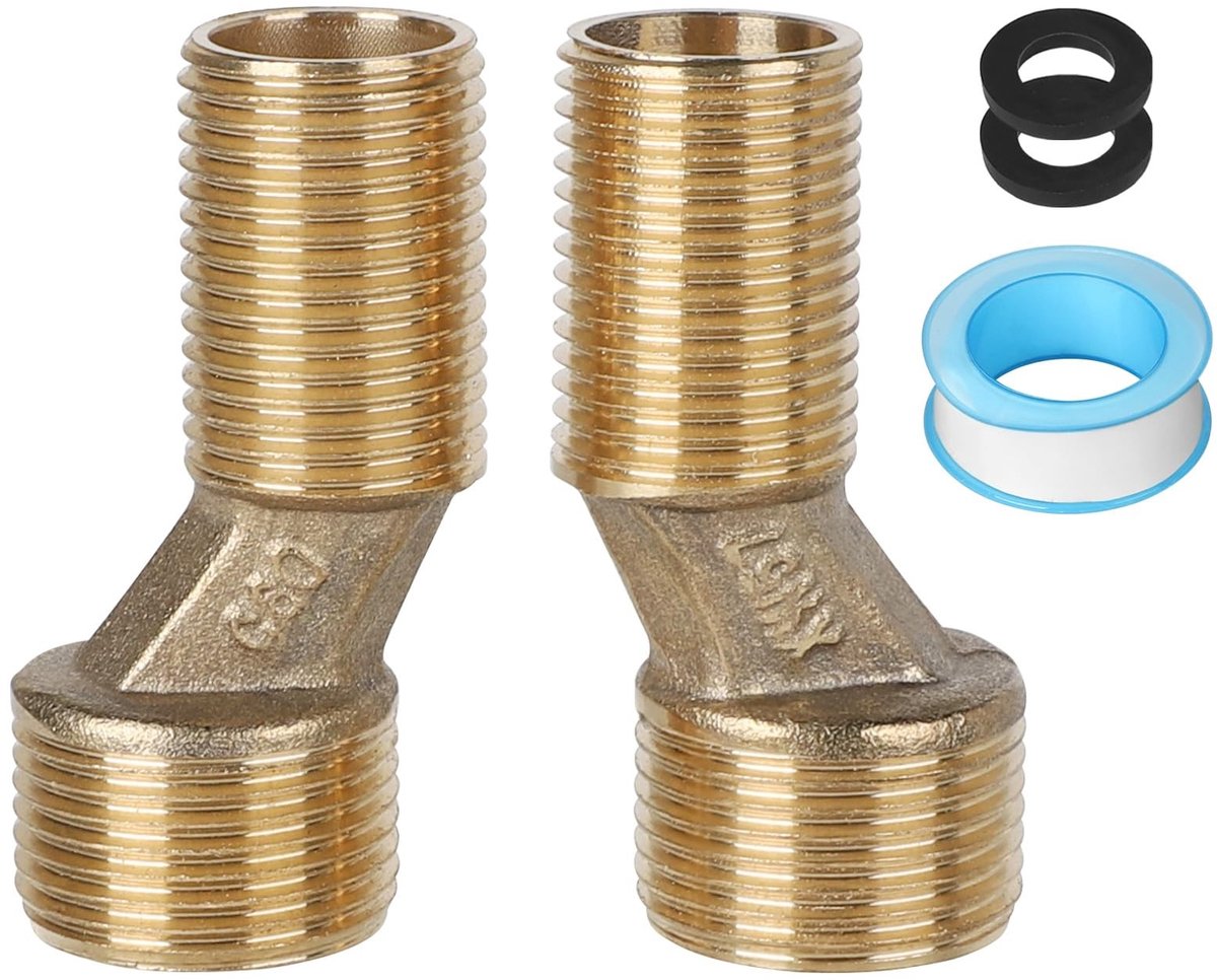 Dailygoods - Tap Extension - Verstelbare Adapter - Hoogwaardige Kwaliteit - Solid Brass - Douche Connector - Geschikt voor Badkamers - 2 Stuks