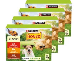 Bonzo Adult Maaltijdzakjes - Hondenvoer Natvoer - Rund Kip & Lam - 48 x 85 g