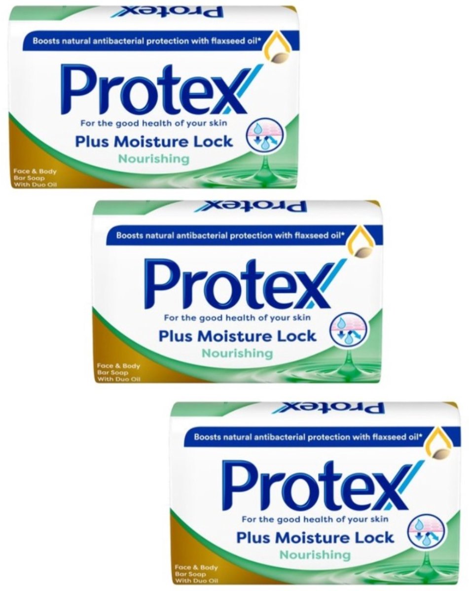 Protex Plus Moisture Lock Antibacteriële Zeep - Medisch Gecertificeerde Hygiëne Tegen Huiduitdroging - 3 x 90g
