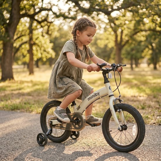 Qplay Miniby Kinderfiets 14 inch - 3 in 1 - loopfiets - Cream van Qplay — afbeelding 2
