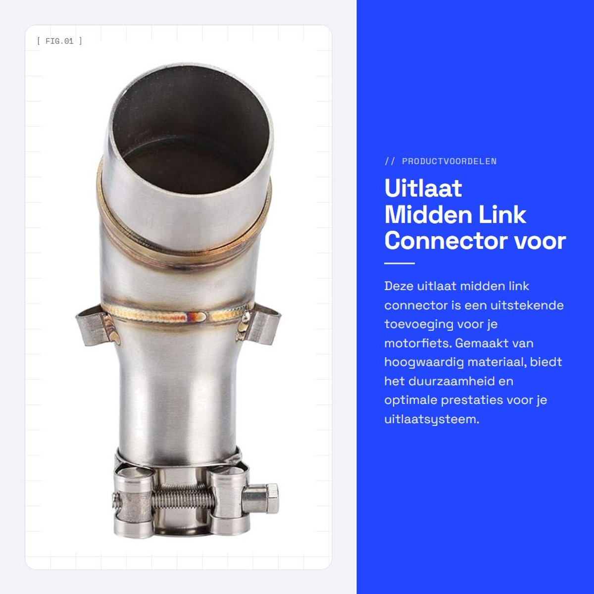 Dailygoods- Uitlaatconnector Hoogwaardig Materiaal - Uitlaat Midden Pijp - Motorfiets Adapter - 3 Stuks - Eenvoudige Installatie - Compact en Duurzaam - Uitlaatpijp