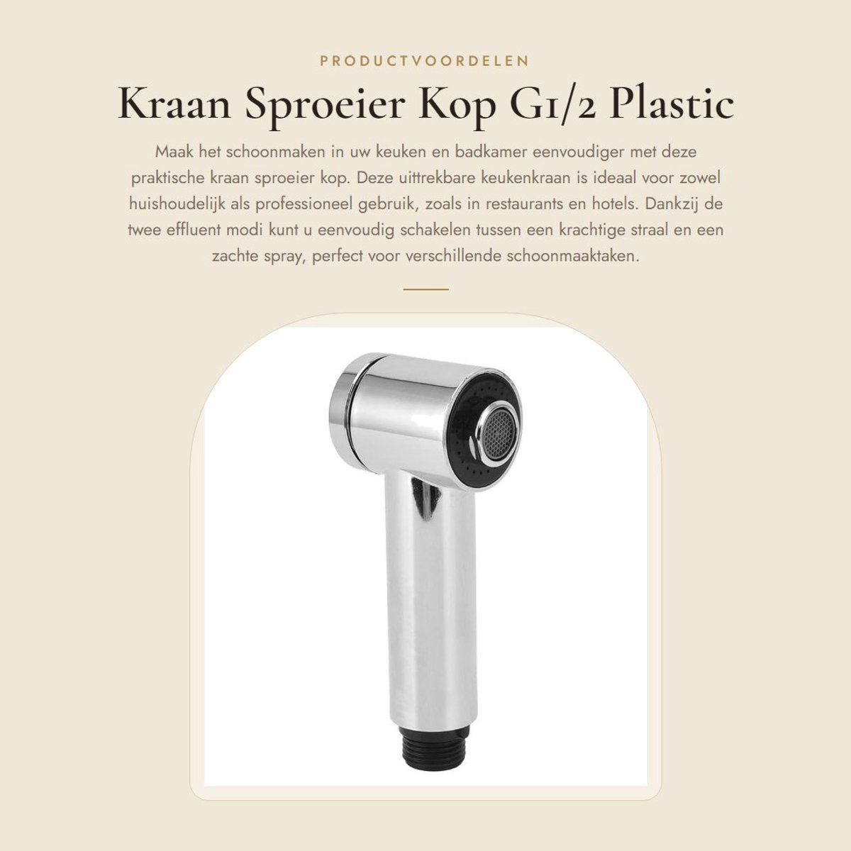 Dailygoods- Sproeier Roterend - Keukenkraan Uittrekbaar - G1/2 Aansluiting - 2 Effluent Modi - Kunststof ABS - Ideaal voor Keuken/Badkamer