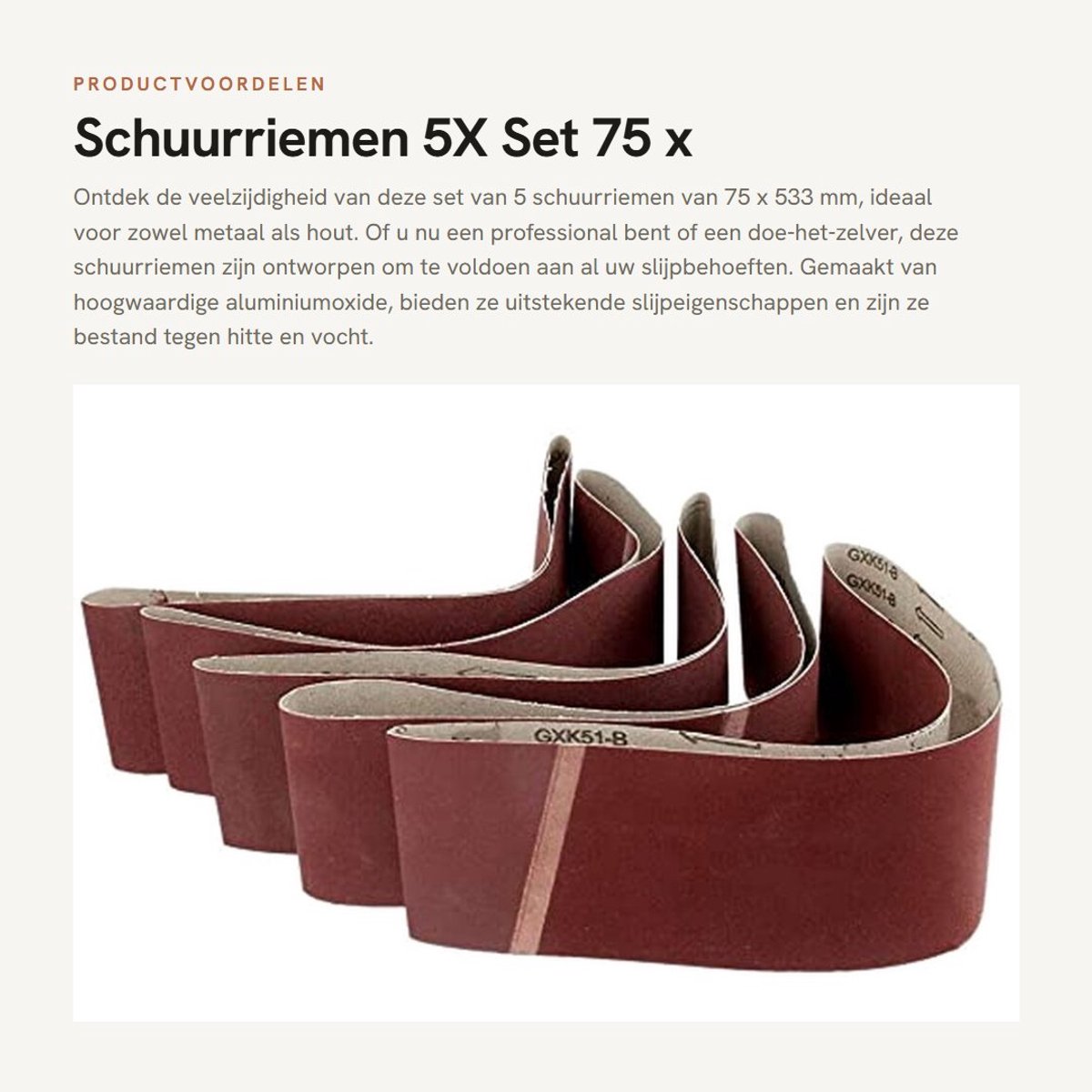 Dailygoods- Schuurriemen Set 75 x 533 mm - Schuurbanden 1000 Grit - Aluminiumoxide - Geschikt voor Hout/Metaal - Hoge Slijtvastheid - Ondersteunt Schuurmachines - Schuurband