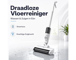 Draadloze Elektrische Dweil / Vloerreiniger / Rolborstel Reiniger – USB oplaadbaar – Voor tegels, laminaat, hout & vinyl – Schoonmaken zonder gedoe – Incl. USB-kabel & handleiding